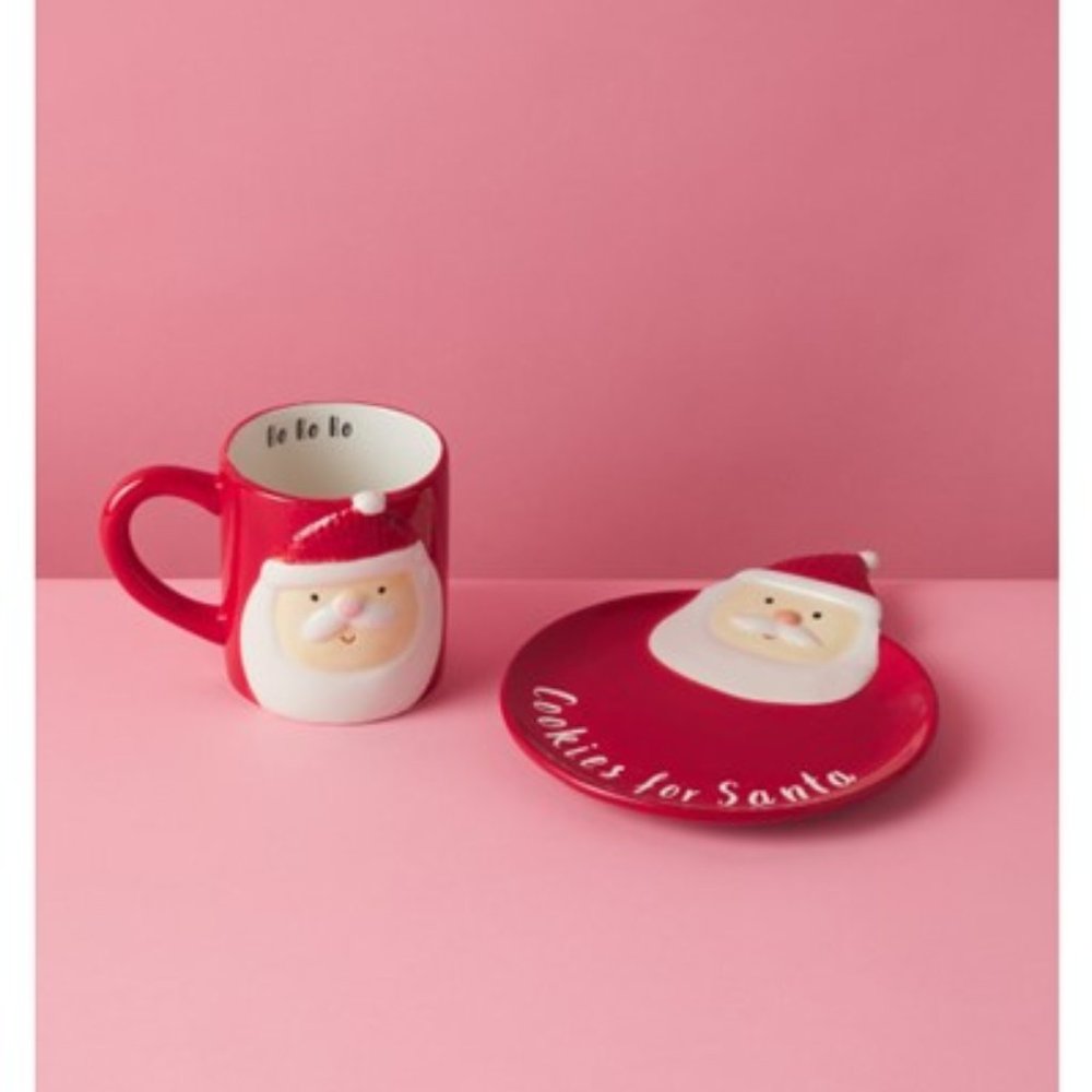 2pc Ceramic Santa Mug and Plate Set